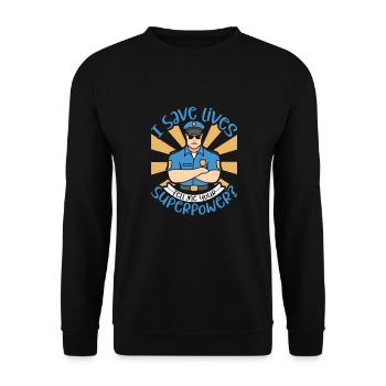 Police Policier Bureau de police - Sweat-shirt Unisexe - noir - Devant - Alina (178cm) & Michal (187cm)