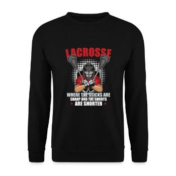 Lacrosse-spieler Lacrosse-trainer Lax Player - Unisex Pullover - Schwarz - Vorne - Alina (178cm) & Michal (187cm)