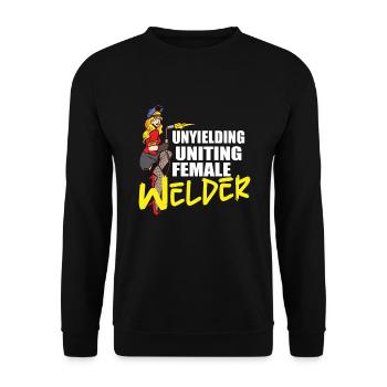 Female Welder Funny - Unisex Sweatshirt - black - Front - Alina (178cm) & Michal (187cm)