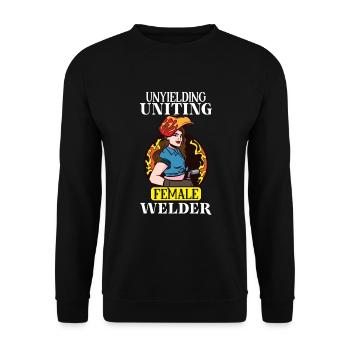 Female Welder Funny - Unisex Sweatshirt - black - Front - Alina (178cm) & Michal (187cm)
