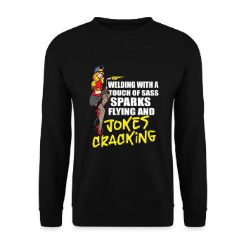 Female Welder Funny - Unisex Sweatshirt - black - Front - Alina (178cm) & Michal (187cm)