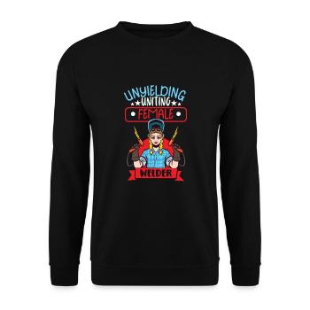 Female Welder Funny - Unisex Sweatshirt - black - Front - Alina (178cm) & Michal (187cm)