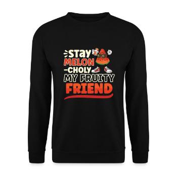 Pastèque Funny Fruit Drôle de dicton - Sweat-shirt Unisexe - noir - Devant - Alina (178cm) & Michal (187cm)