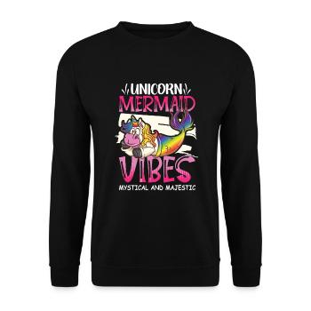 Licorne Sirène Sirène Mermicorns - Sweat-shirt Unisexe - noir - Devant - Alina (178cm) & Michal (187cm)