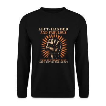 Left Handed Lefty Left-Hander Leftie Buddy - Unisex Pullover - Schwarz - Vorne - Alina (178cm) & Michal (187cm)