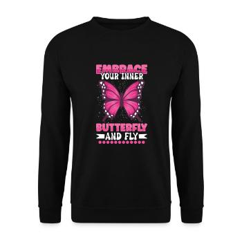 Insect Butterfly Monarch Monarch Habitat - Unisex Sweatshirt - black - Front - Alina (178cm) & Michal (187cm)