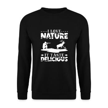 Chasse au cerf Chasseurs de cerfs Saison de chasse au chevreuil Chasse au chevreuil - Sweat-shirt Unisexe - noir - Devant - Alina (178cm) & Michal (187cm)