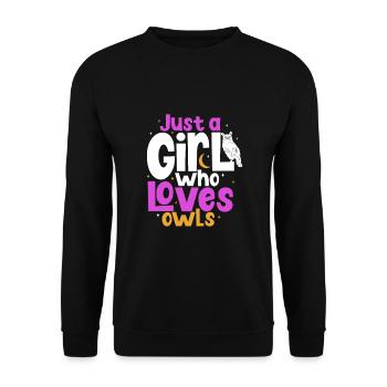 Owl Cute Owl Owl Lover just a Boy who loves owls - Unisex Pullover - Schwarz - Vorne - Alina (178cm) & Michal (187cm)