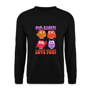 Owl Cute Owl Owl Lover just a Boy who loves owls - Unisex Pullover - Schwarz - Vorne - Alina (178cm) & Michal (187cm)
