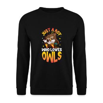 Owl Cute Owl Owl Lover just a Boy who loves owls - Unisex Pullover - Schwarz - Vorne - Alina (178cm) & Michal (187cm)