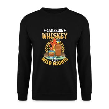 Campfire Nights Whisky Delights Outdoor Adventure - Unisex Sweatshirt - black - Front - Alina (178cm) & Michal (187cm)