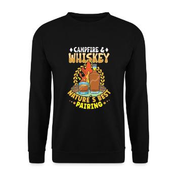 Campfire Nights Whisky Delights Outdoor Adventure - Unisex Sweatshirt - black - Front - Alina (178cm) & Michal (187cm)