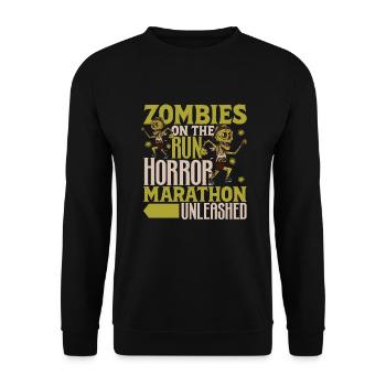 Horror Zombie Runner Half Marathon Running Jogging - Unisex Sweatshirt - black - Front - Alina (178cm) & Michal (187cm)