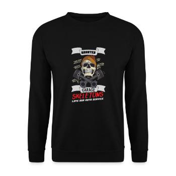 Skeleton Mechanic Horreur Garage Funny Bones Spooky - Sweat-shirt Unisexe - noir - Devant - Alina (178cm) & Michal (187cm)