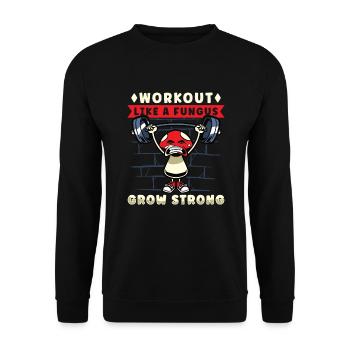 Funny Mushroom Fitness Gym Workout Power - Sweat-shirt Unisexe - noir - Devant - Alina (178cm) & Michal (187cm)