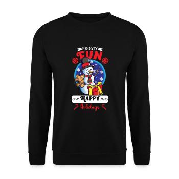 Funny Snowman Season Winter Christmas Snowman Joy - Unisex Sweatshirt - black - Front - Alina (178cm) & Michal (187cm)