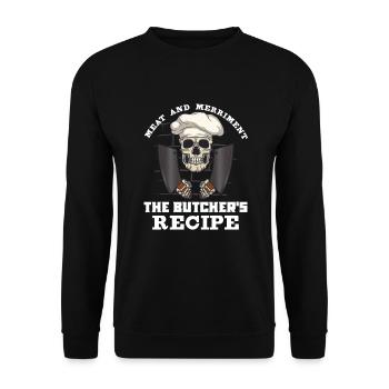 Fleischschneider Metzger Horror Skelett Gore - Unisex Pullover - Schwarz - Vorne - Alina (178cm) & Michal (187cm)