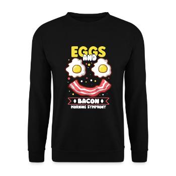 Funny chest fast menu bacon start the morning - Unisex Sweatshirt - black - Front - Alina (178cm) & Michal (187cm)