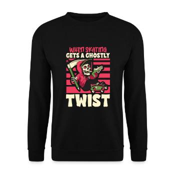 Patinage effrayant Skeleton Skater Halloween Horreur - Sweat-shirt Unisexe - noir - Devant - Alina (178cm) & Michal (187cm)