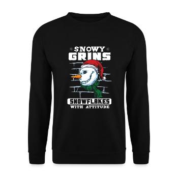 Funny Snowman Season Winter Christmas Snowman Joy - Unisex Pullover - Schwarz - Vorne - Alina (178cm) & Michal (187cm)
