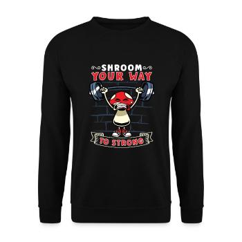 Funny Mushroom Fitness Gym Workout Power - Sweat-shirt Unisexe - noir - Devant - Alina (178cm) & Michal (187cm)