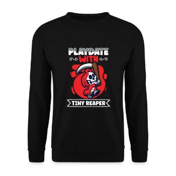 Funny Creepy Grim Reaper, Dead Man - Unisex Sweatshirt - black - Front - Alina (178cm) & Michal (187cm)