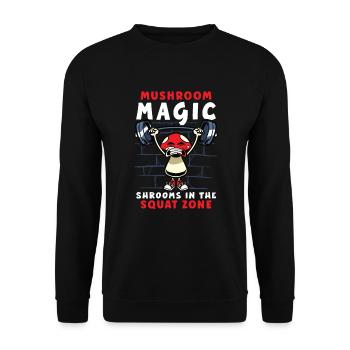 Funny Mushroom Fitness Gym Workout Power - Sweat-shirt Unisexe - noir - Devant - Alina (178cm) & Michal (187cm)