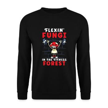 Funny Mushroom Fitness Gym Workout Power - Sweat-shirt Unisexe - noir - Devant - Alina (178cm) & Michal (187cm)