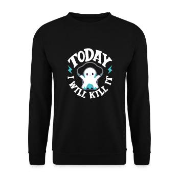 Bodybuilding Powerlifting Gewichtheben Fitness - Unisex Pullover - Schwarz - Vorne - Alina (178cm) & Michal (187cm)