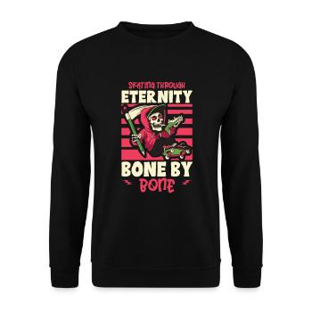 Gruseliger Skating Skeleton Skater Hallowen Horror - Unisex Pullover - Schwarz - Vorne - Alina (178cm) & Michal (187cm)