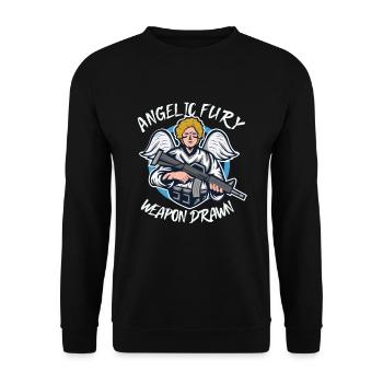 Angry Angel Christianity God Jesus Avenging - Unisex Sweatshirt - black - Front - Alina (178cm) & Michal (187cm)