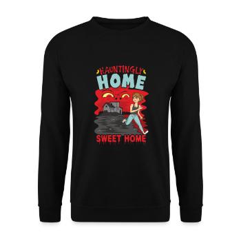 Horror Paranormales Spukhaus Gruseliges Halloween - Unisex Pullover - Schwarz - Vorne - Alina (178cm) & Michal (187cm)