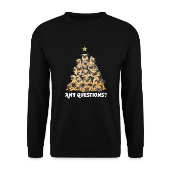 Mops Weihnachten Mops Weihnachtsmann Mops Ornament - Unisex Pullover - Schwarz - Vorne - Alina (178cm) & Michal (187cm)