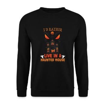 Horror Paranormales Spukhaus Gruseliges Halloween - Unisex Pullover - Schwarz - Vorne - Alina (178cm) & Michal (187cm)