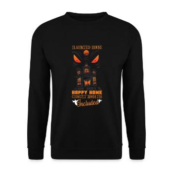 Horror Paranormales Spukhaus Gruseliges Halloween - Unisex Pullover - Schwarz - Vorne - Alina (178cm) & Michal (187cm)