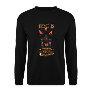 Horror Paranormales Spukhaus Gruseliges Halloween - Unisex Pullover - Schwarz - Vorne - Alina (178cm) & Michal (187cm)