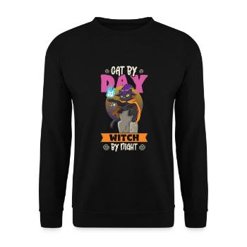 Chat Sorcière Occulte Gothique Noir Satanique - Sweat-shirt Unisexe - noir - Devant - Alina (178cm) & Michal (187cm)