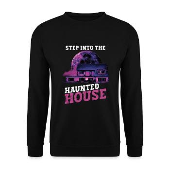 Horror Paranormales Spukhaus Gruseliges Halloween - Unisex Pullover - Schwarz - Vorne - Alina (178cm) & Michal (187cm)
