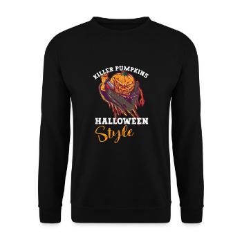 Creepy Pumpkin Halloween Costume Autumn Autumn - Unisex Sweatshirt - black - Front - Alina (178cm) & Michal (187cm)