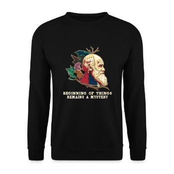 Charles Darwin Atheistischer Atheismus - Unisex Pullover - Schwarz - Vorne - Alina (178cm) & Michal (187cm)
