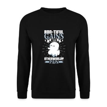 Bodybuilding Powerlifting Gewichtheben Fitness - Unisex Pullover - Schwarz - Vorne - Alina (178cm) & Michal (187cm)