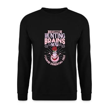Huiles essentielles pour l’horreur d’Halloween. Essentiel - Sweat-shirt Unisexe - noir - Devant - Alina (178cm) & Michal (187cm)