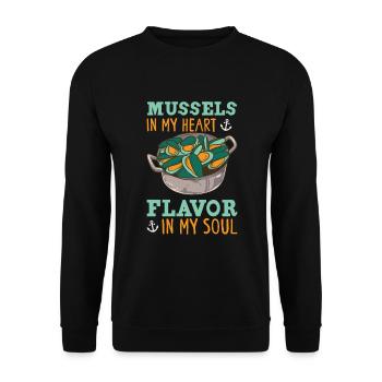 Mussels Seafood Shellfish - Unisex Sweatshirt - black - Front - Alina (178cm) & Michal (187cm)