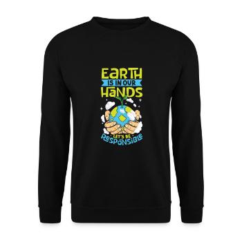 Klimawandel Umwelt Tag Der Erde Planet - Unisex Pullover - Schwarz - Vorne - Alina (178cm) & Michal (187cm)