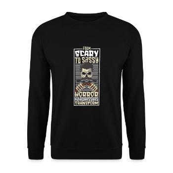 Horreur Spooky Coiffeur Coiffeur Cheveux - Sweat-shirt Unisexe - noir - Devant - Alina (178cm) & Michal (187cm)