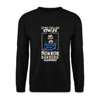 Horreur Spooky Coiffeur Coiffeur Cheveux - Sweat-shirt Unisexe - noir - Devant - Alina (178cm) & Michal (187cm)