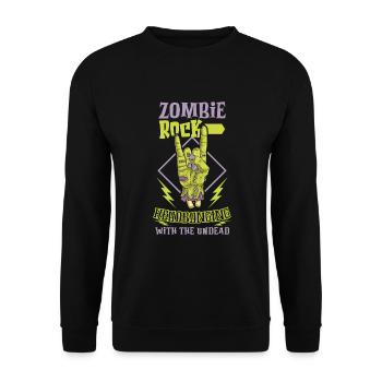Zombie Rock'n Roll Horror Rock Headbanging Rock - Unisex Pullover - Schwarz - Vorne - Alina (178cm) & Michal (187cm)