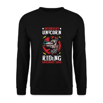 Licorne noire Licorne d’horreur Licorne de minuit - Sweat-shirt Unisexe - noir - Devant - Alina (178cm) & Michal (187cm)