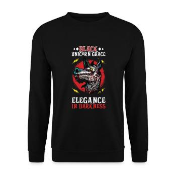 Dunkles Einhorn Horror Einhorn Mitternacht Einhorn - Unisex Pullover - Schwarz - Vorne - Alina (178cm) & Michal (187cm)