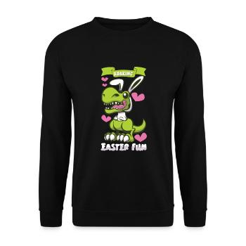 Easter T-rex Dinosaur Easter Funny T-rex - Unisex Sweatshirt - black - Front - Alina (178cm) & Michal (187cm)